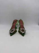Pre-Owned Amina Muaddi Green Size 37.5 Slingback Heels | True Fashionistas.