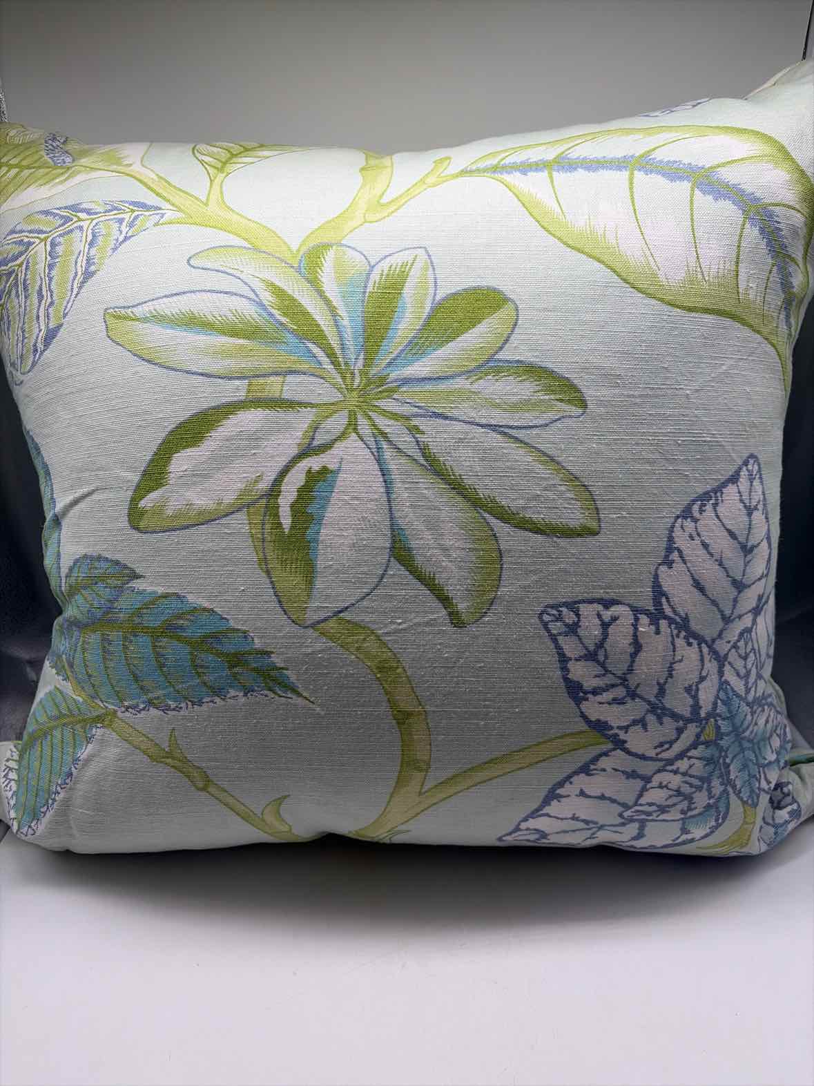 Aqua & Green Botanical Leaf Pillow | True Fashionistas.