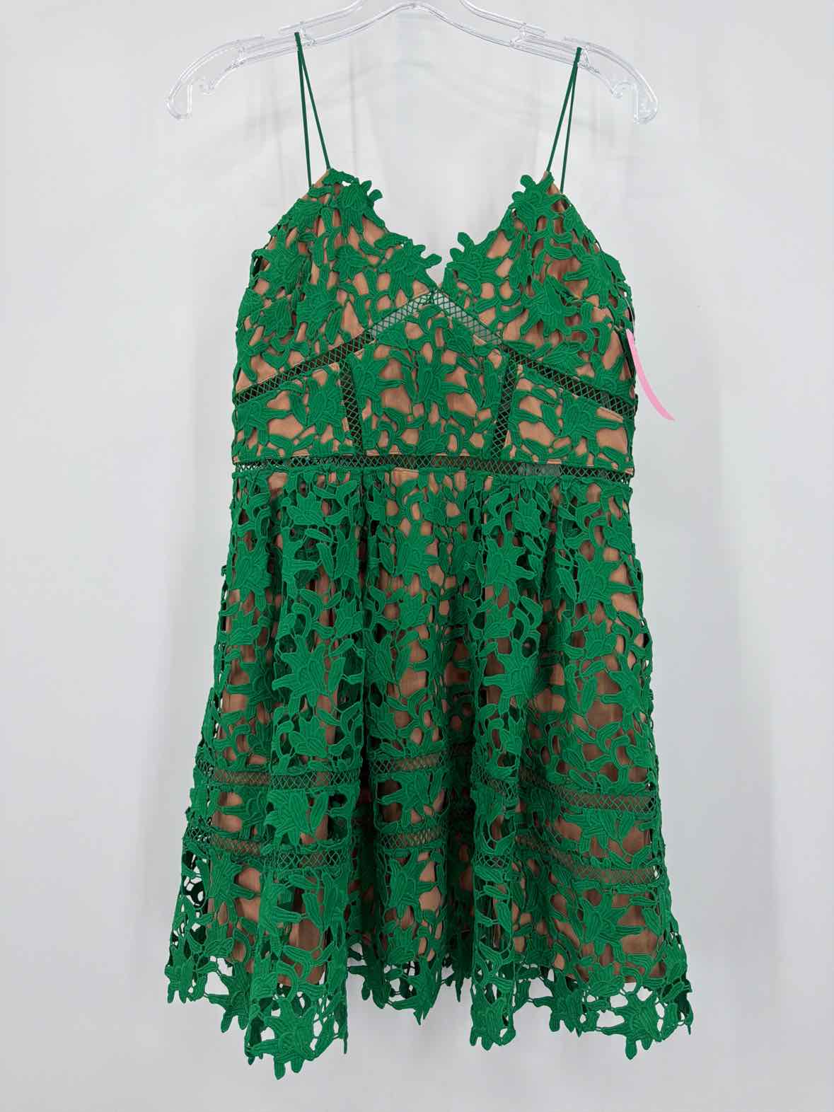 Pre-Owned Self Portrait Green Size 8 Lace Cocktail Short Sleeveless Dress | True Fashionistas.