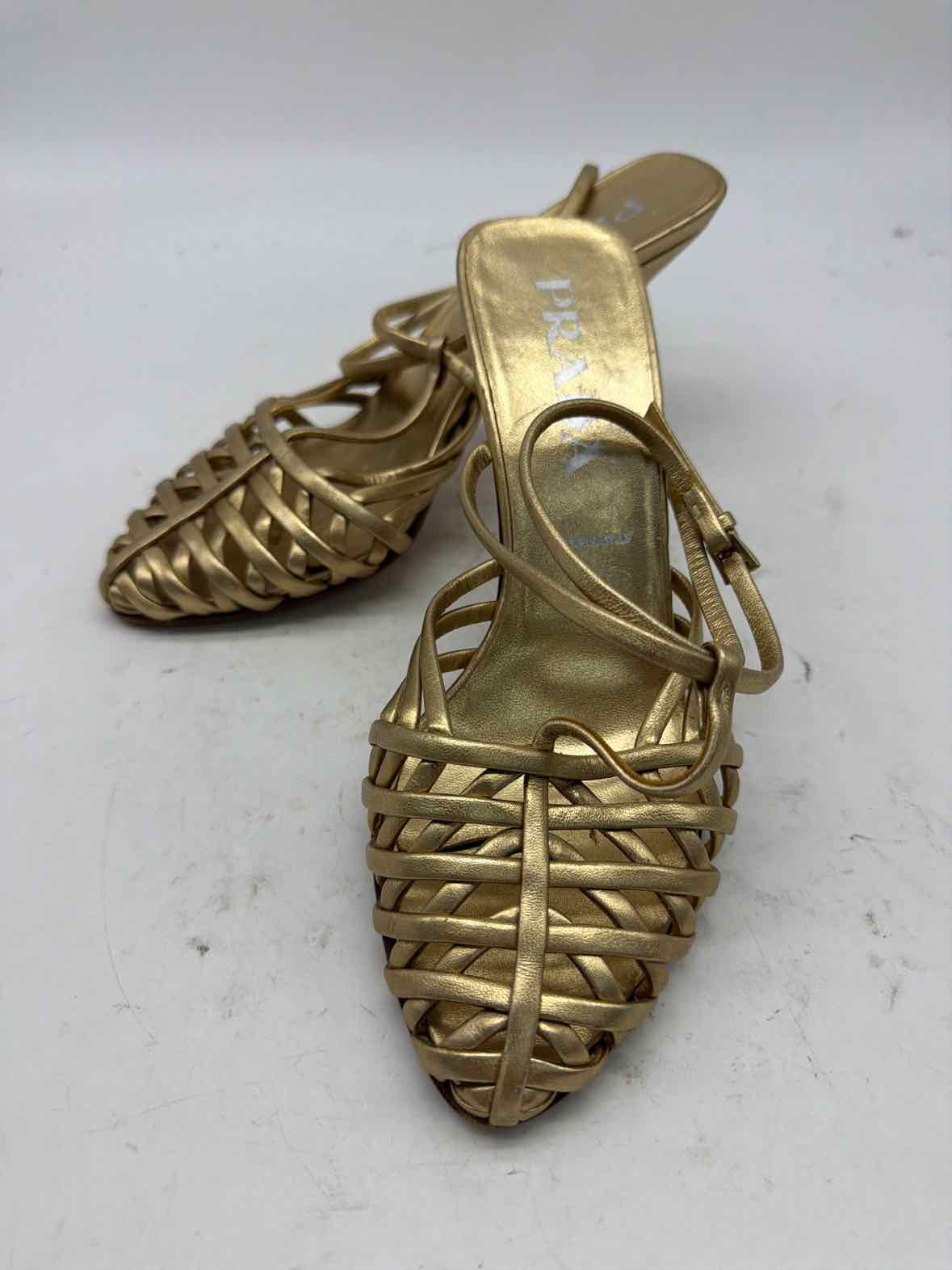 Pre-Owned Prada Gold Size 5.5 Strappy Heels | True Fashionistas.