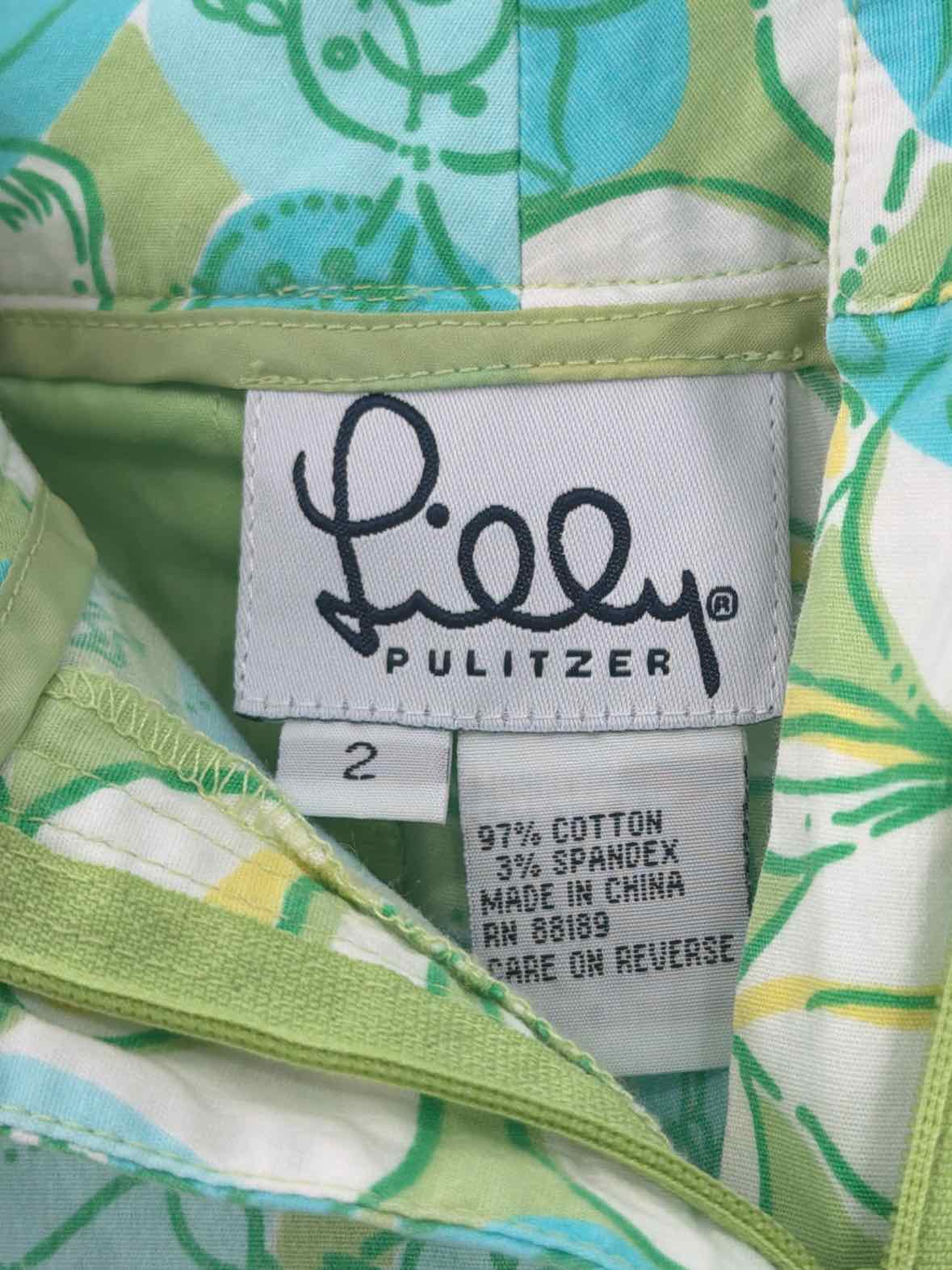 Pre-Owned Lilly Pulitzer Blue Size 2 Vintage Printed Pants | True Fashionistas.