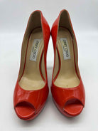Pre-Owned Jimmy Choo Red Size 35.5 Peep Toe Heels | True Fashionistas.