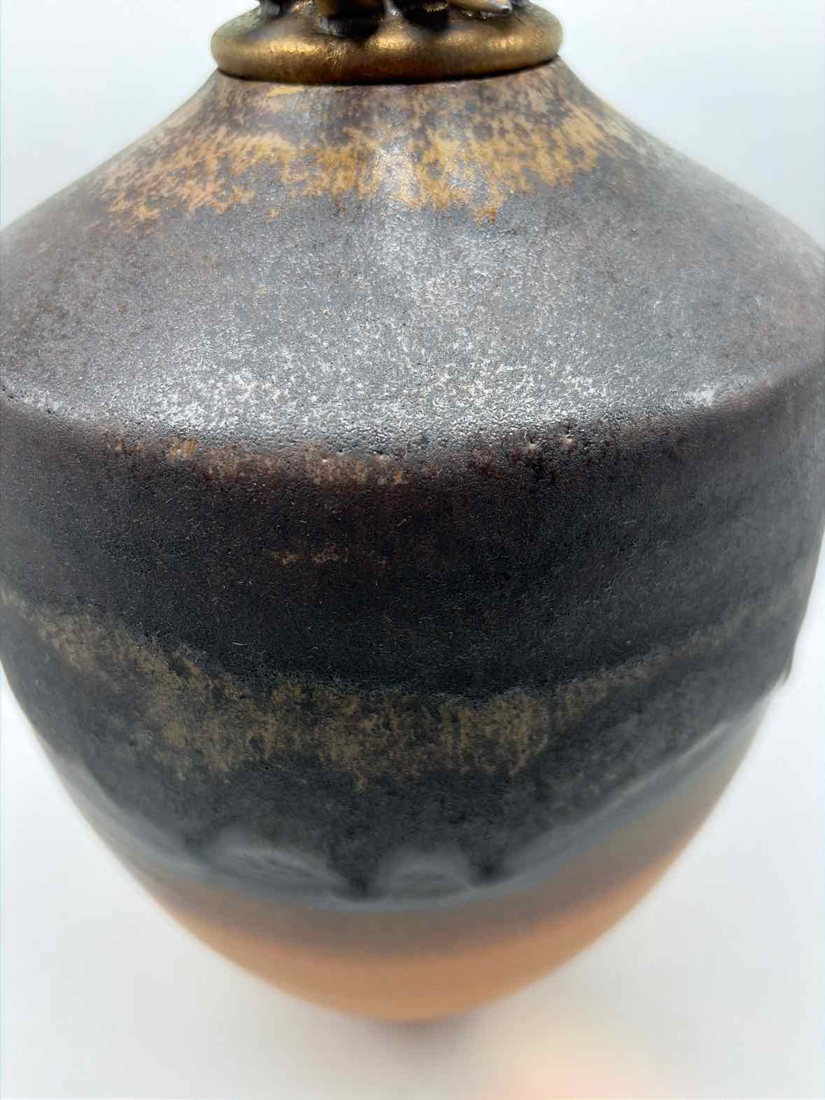 Natalie Blake Orange & Brown Pottery Decorative Pot | True Fashionistas.
