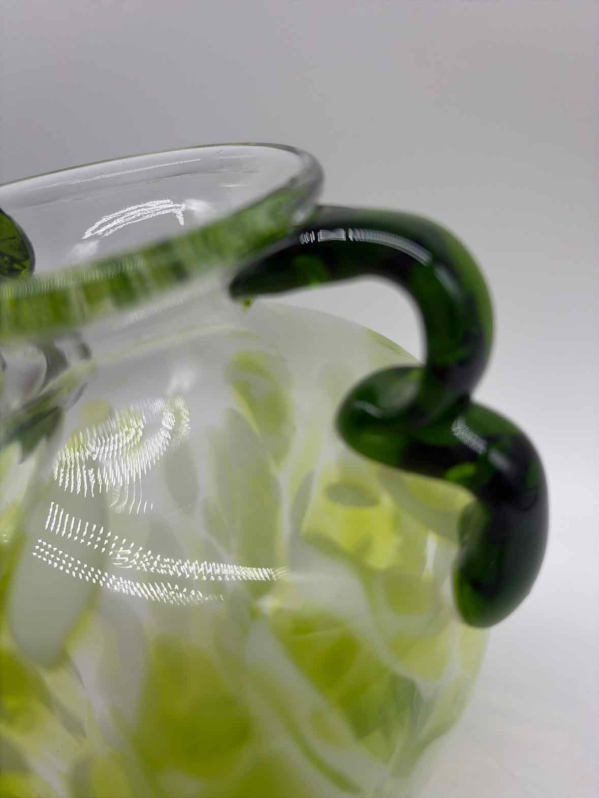 Green Glass Double Twisted Hanndle Vase | True Fashionistas.