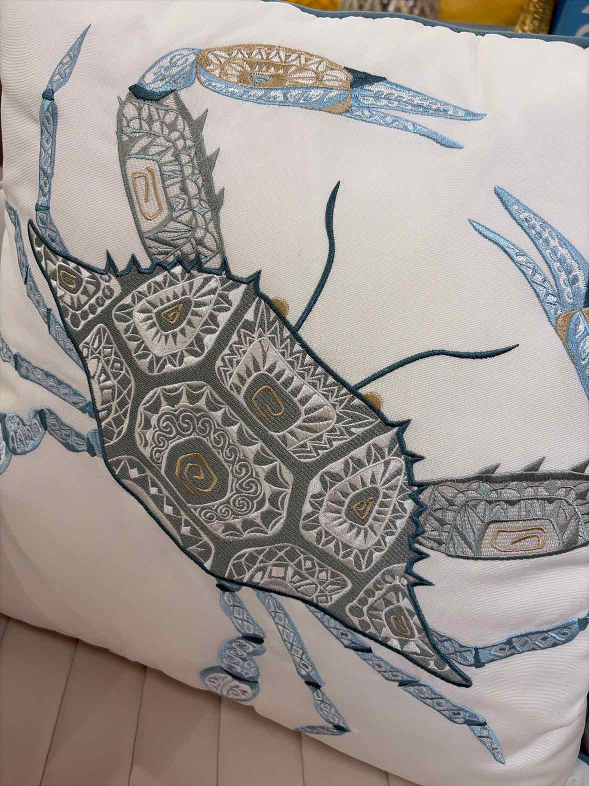 Rightside Design Embroidered Crab Pillow | True Fashionistas.