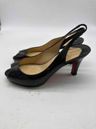 Pre-Owned Christian Louboutin Black Size 7.5 Patent Leather Slingback Heels | True Fashionistas.