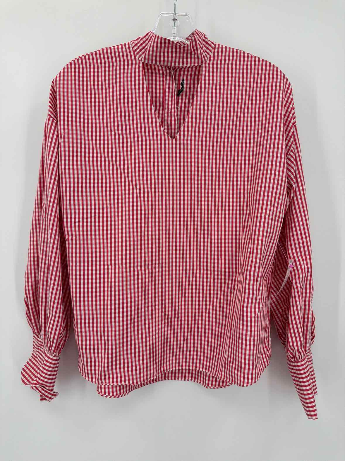 Pre-Owned Haute Rogue Red Size Medium Check Blouse | True Fashionistas.