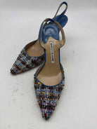 Pre-Owned Manolo Blahnik Blue Size 6 Boucle Slingback Heels | True Fashionistas.