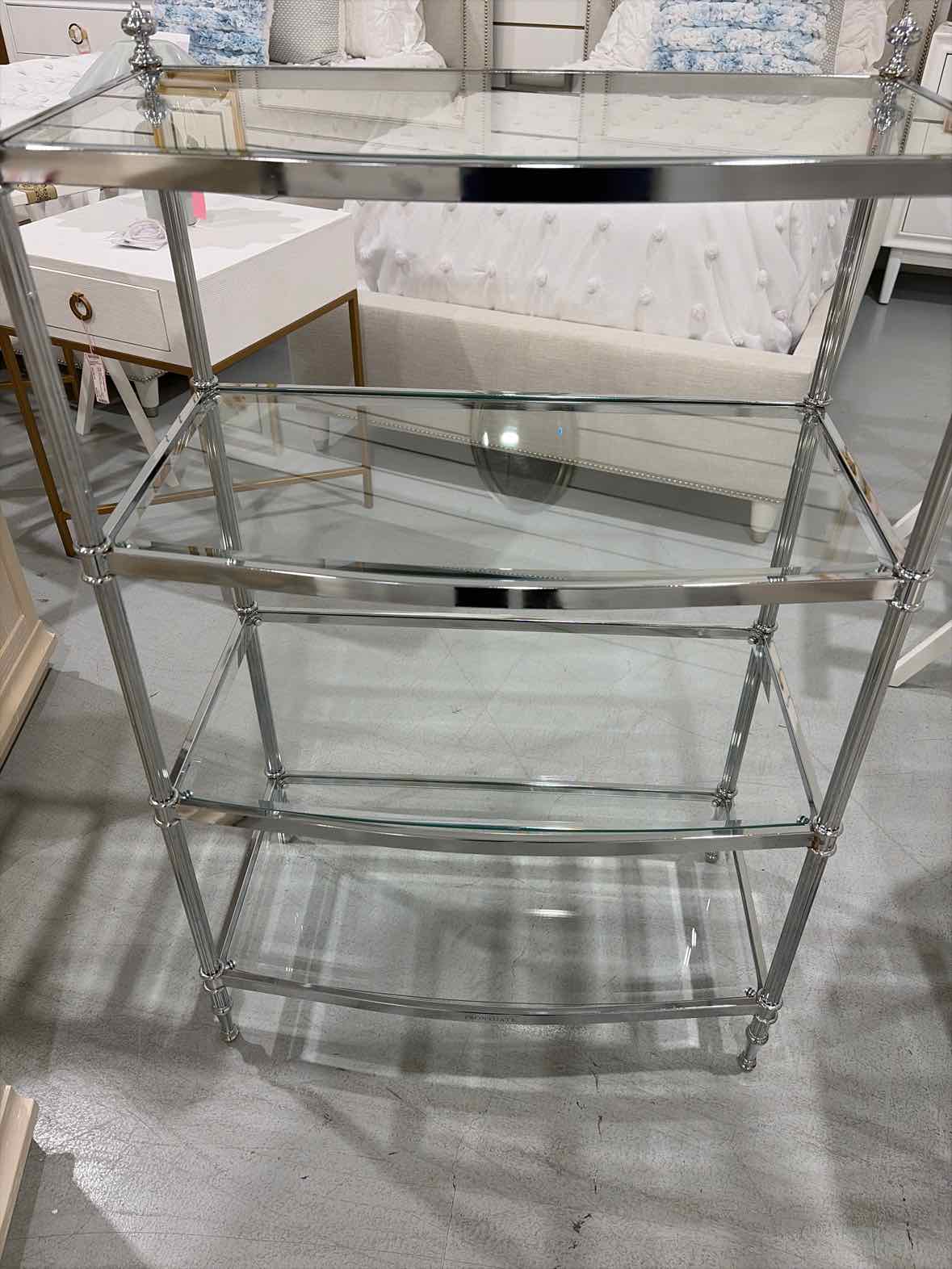 Glass & Silver Etagere w/4 Shelves | True Fashionistas.