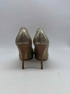 Pre-Owned Giuseppe Zanotti Gold Size 38.5 Peep Toe Heels | True Fashionistas.
