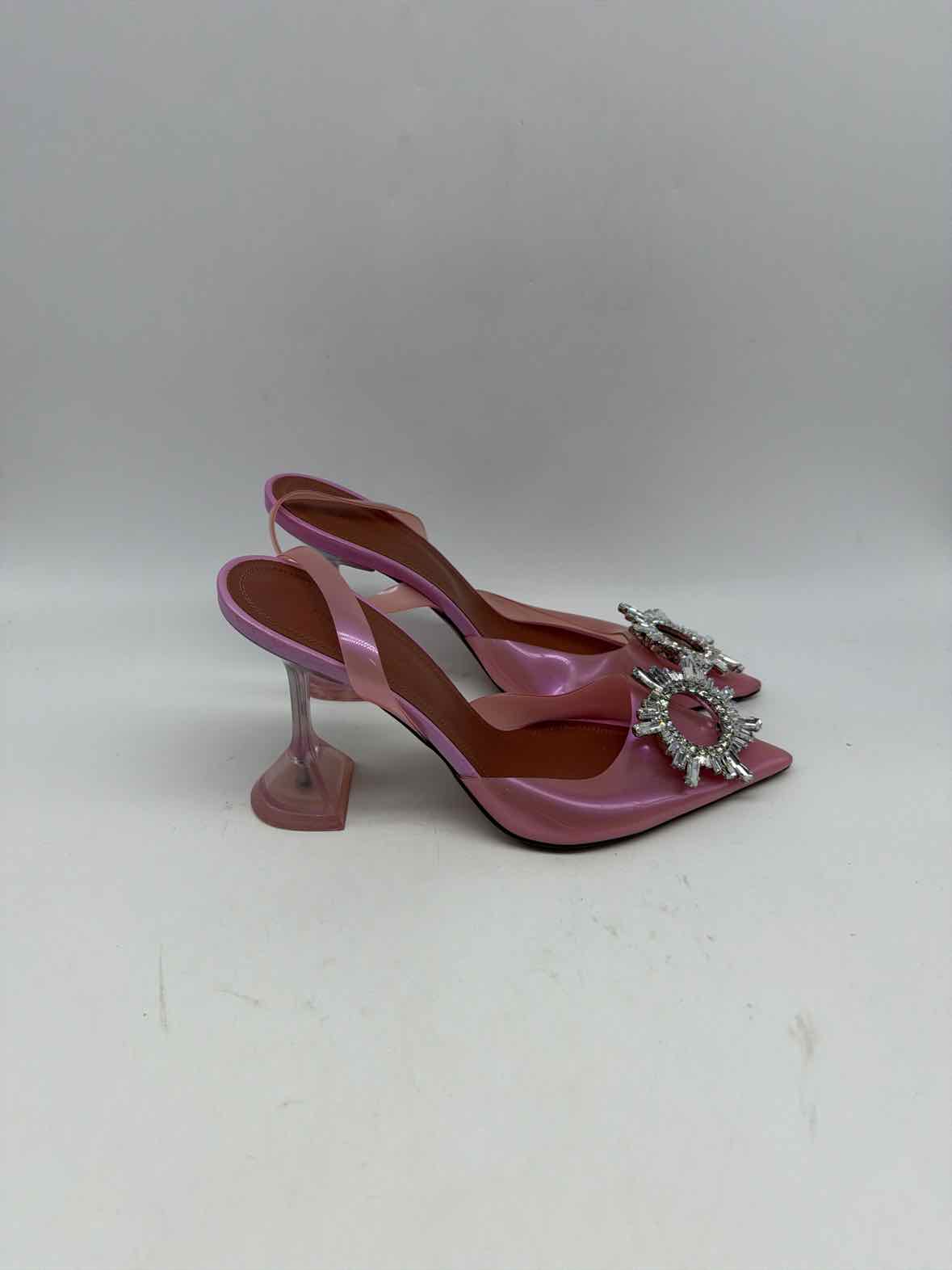 Pre-Owned Amina Muaddi Pink Size 37 Slingback Heels | True Fashionistas.