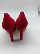 Pre-Owned Alexander McQueen Red Size 39 Peep Toe Heels | True Fashionistas.