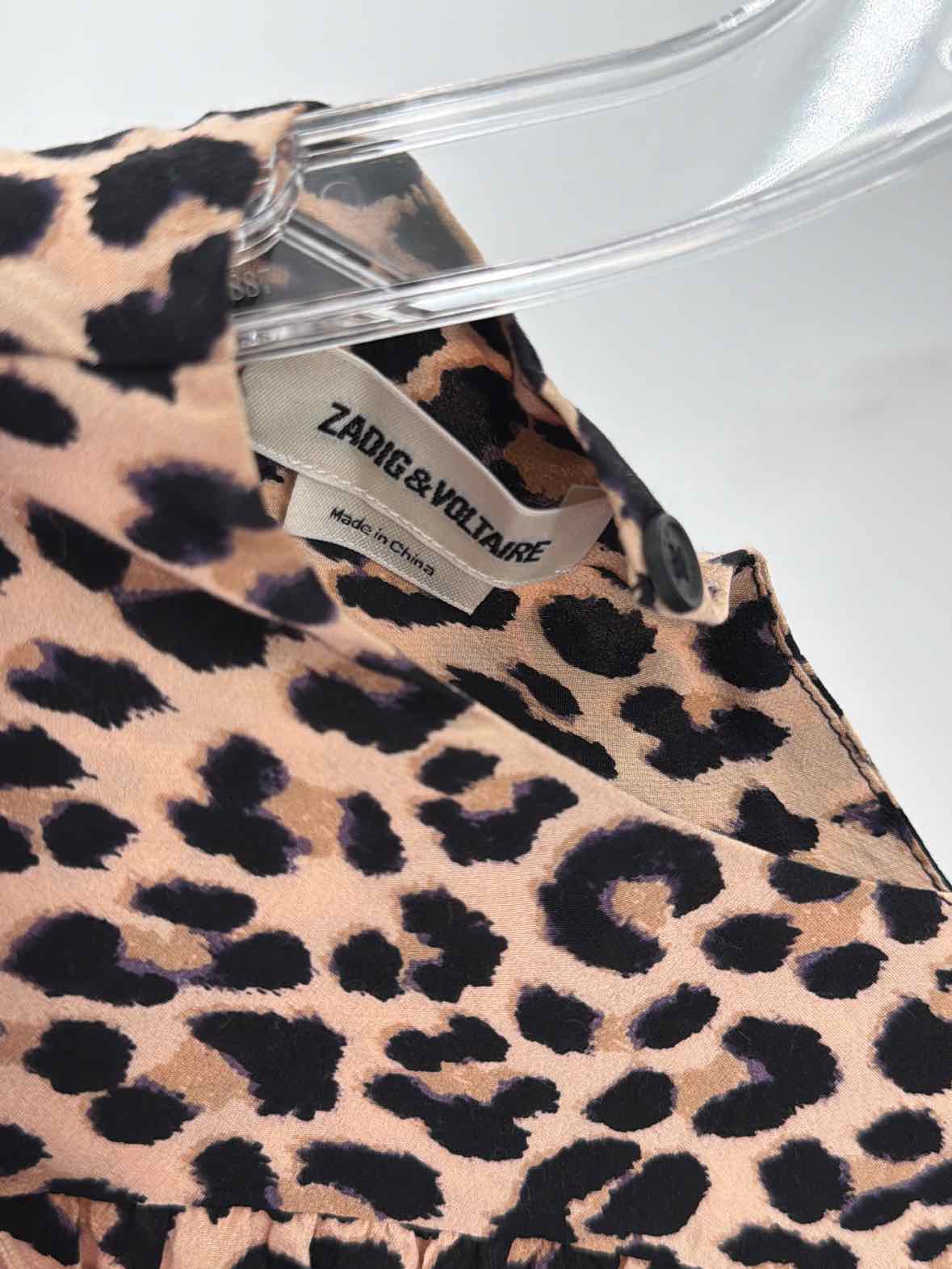 Pre-Owned Zadig & Voltaire Tan Size XS Leopard Short Long Sleeve Dress | True Fashionistas.