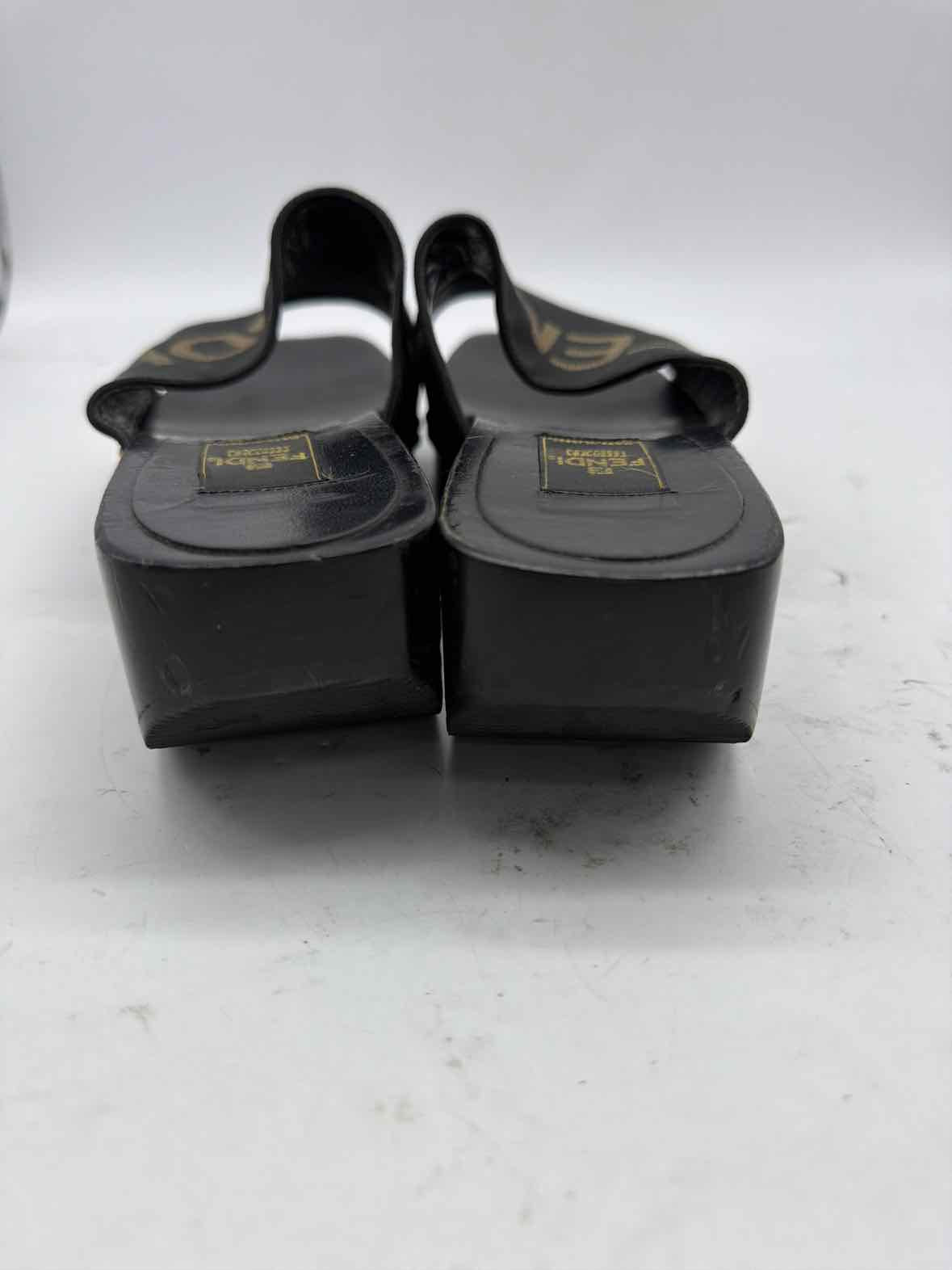 Pre-Owned Fendi Black Size 11 Wood Mule Sandals | True Fashionistas.