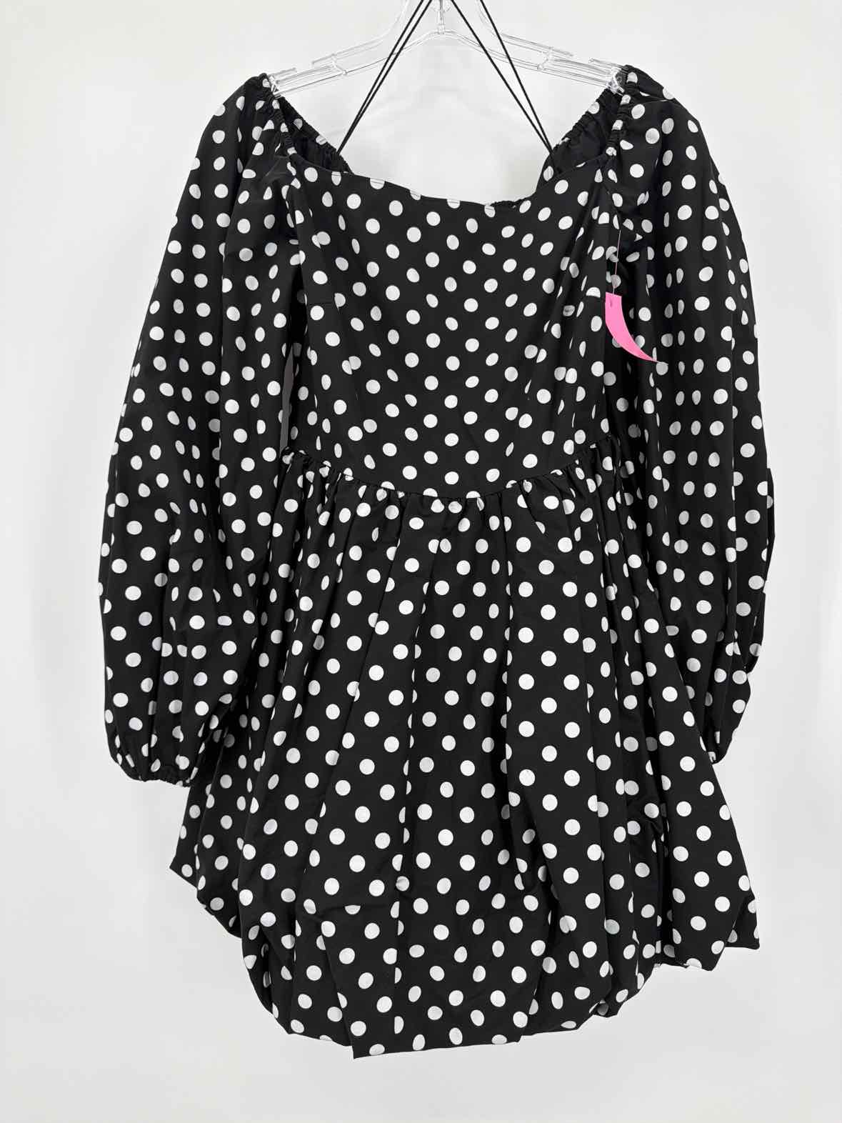 Pre-Owned Caroline Constas Black Size Large Polka Dot Short Long Sleeve Dress | True Fashionistas.