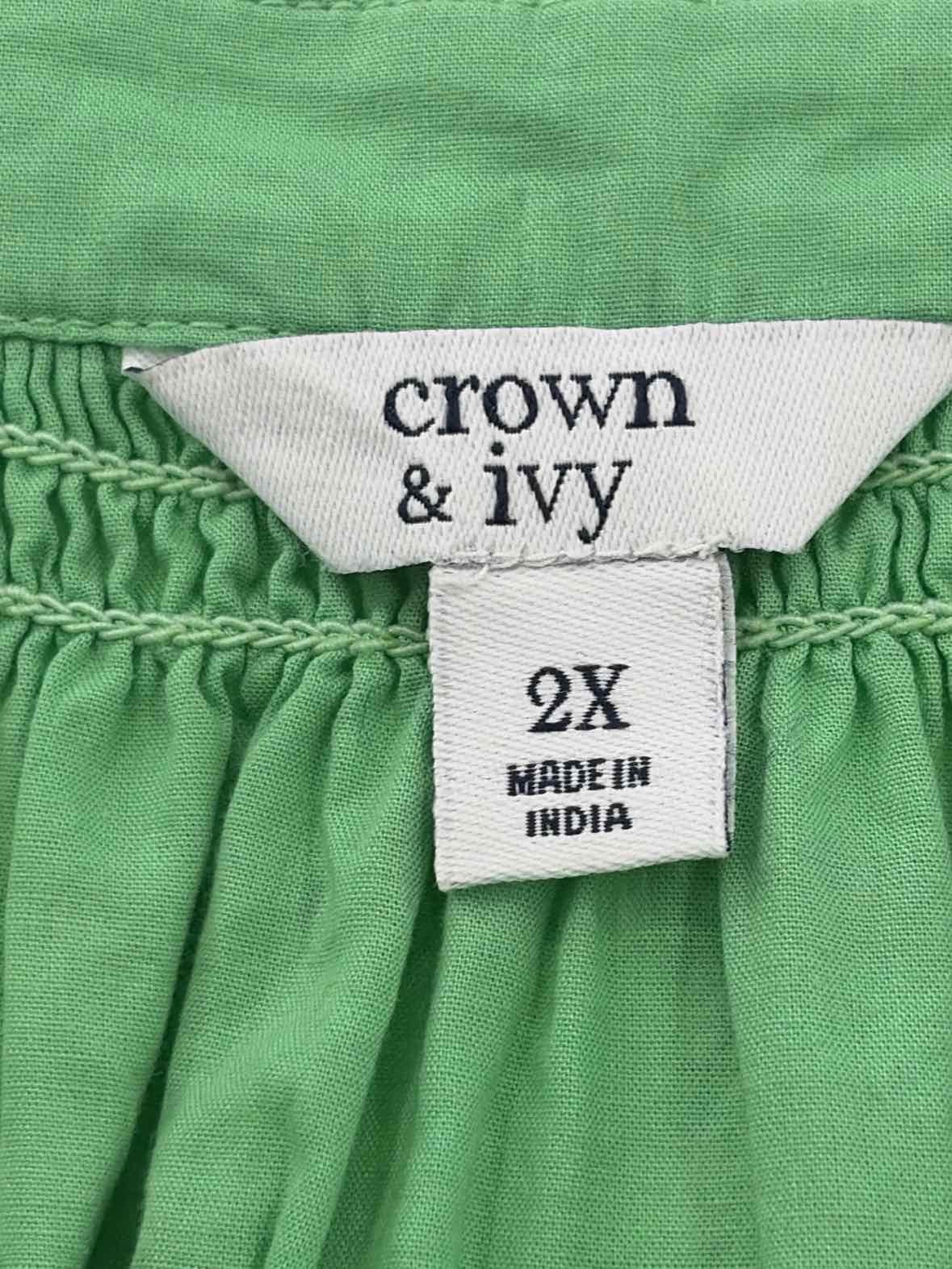 Crown & Ivy Green Size 2X Blouse | True Fashionistas.