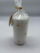 White Wax Candle W/Gold Stars | True Fashionistas.