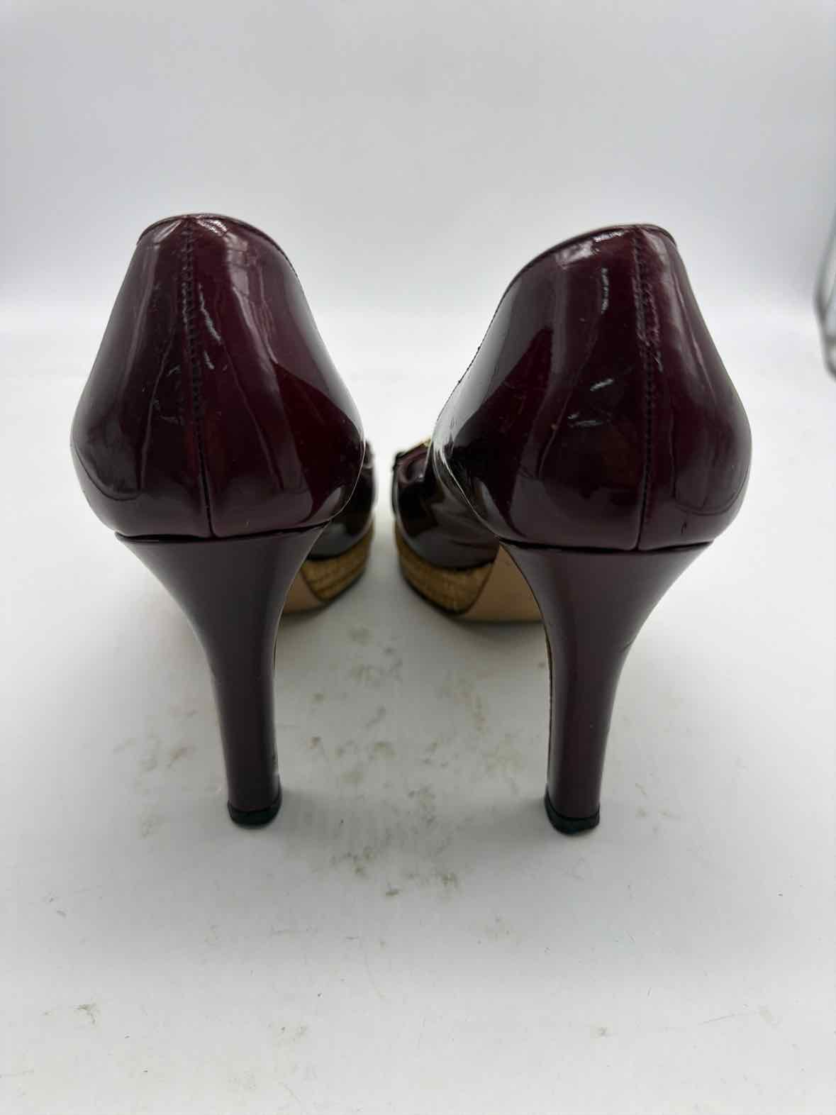 Pre-Owned Gucci Purple Size 7.5 Patent Leather Peep Toe Heels | True Fashionistas.