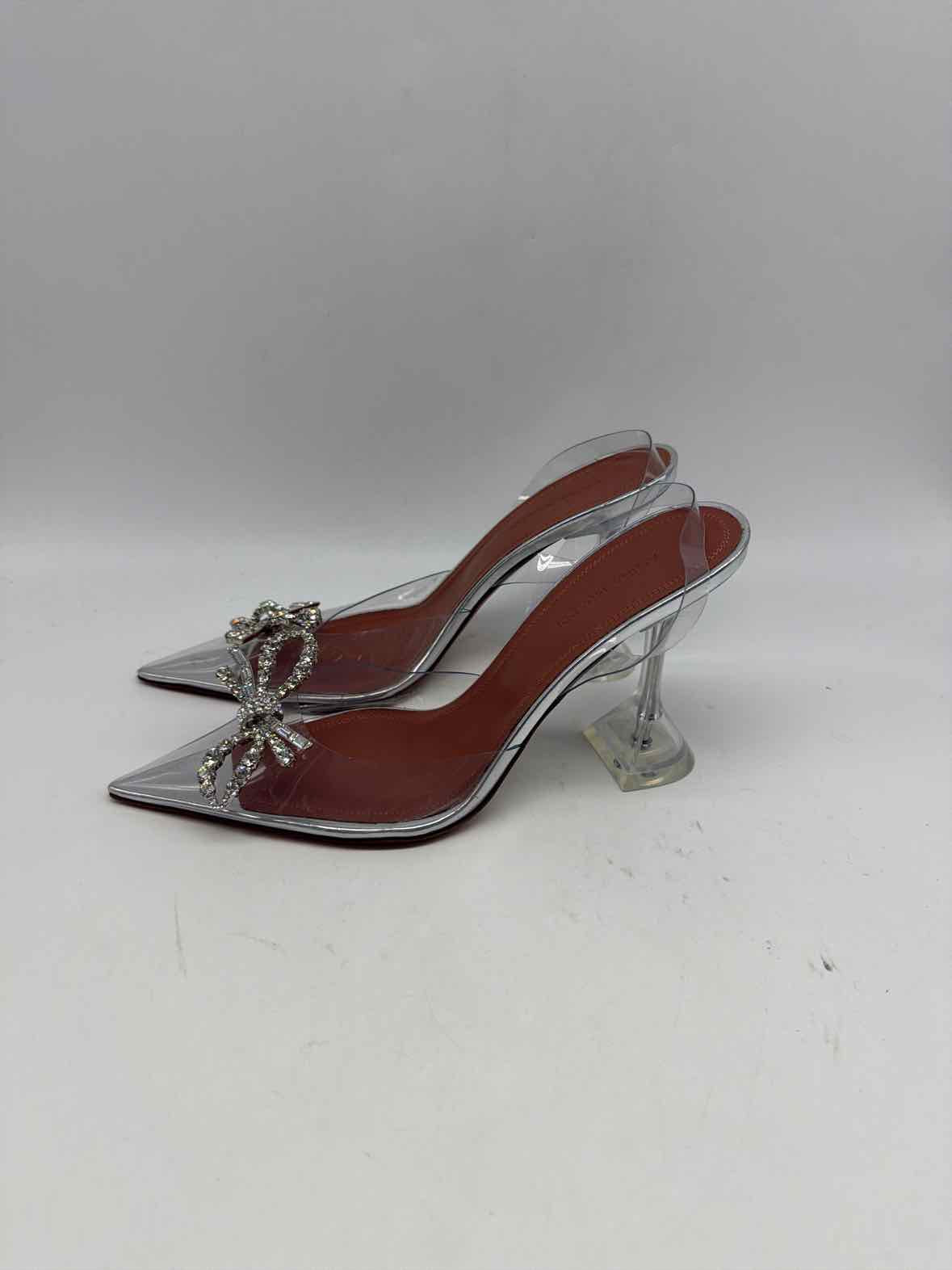 Pre-Owned Amina Muaddi Clear Size 38 Slingback Heels | True Fashionistas.