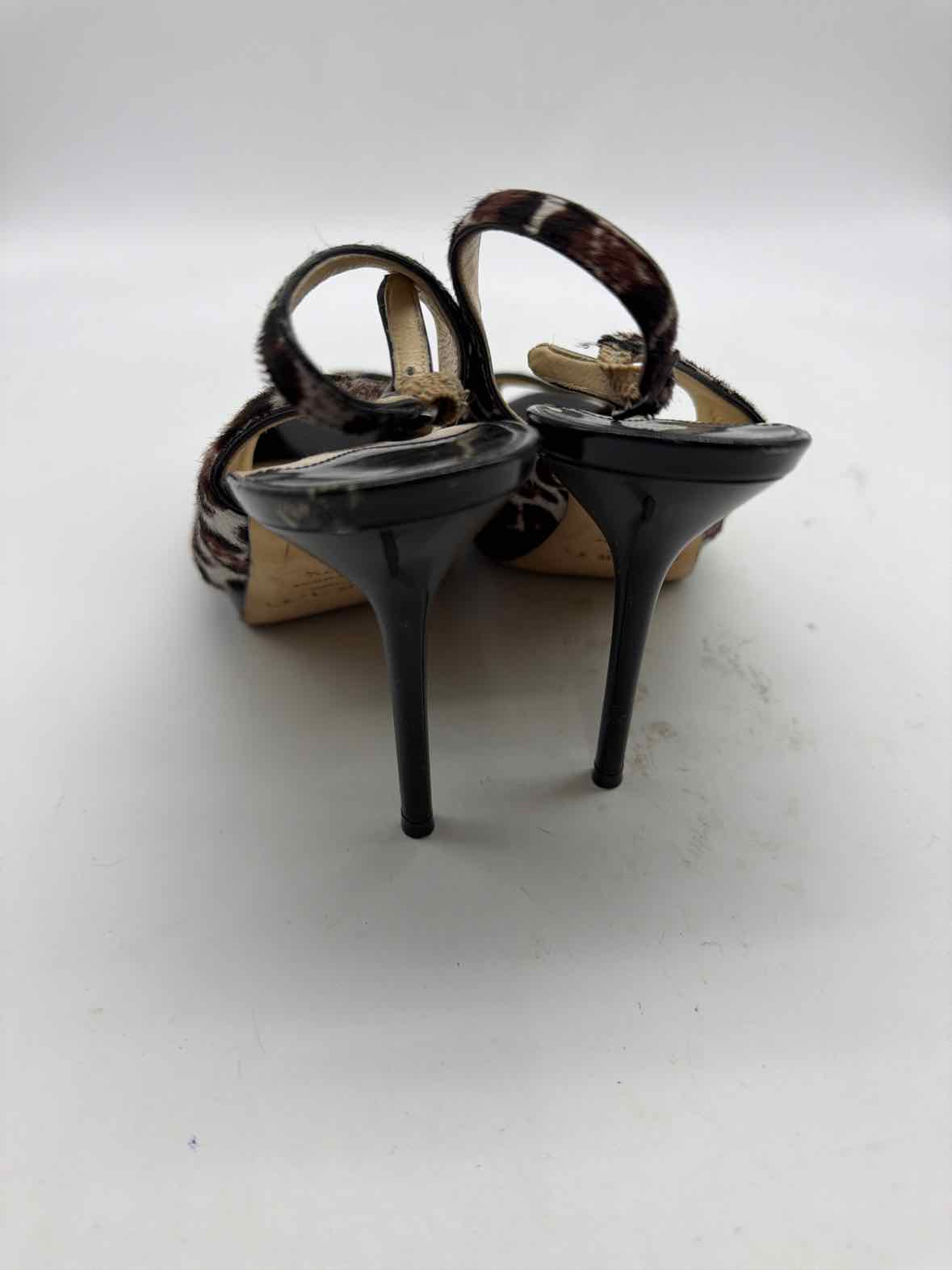 Pre-Owned Jimmy Choo Tan Size 37.5 Leopard Slingback Heels | True Fashionistas.