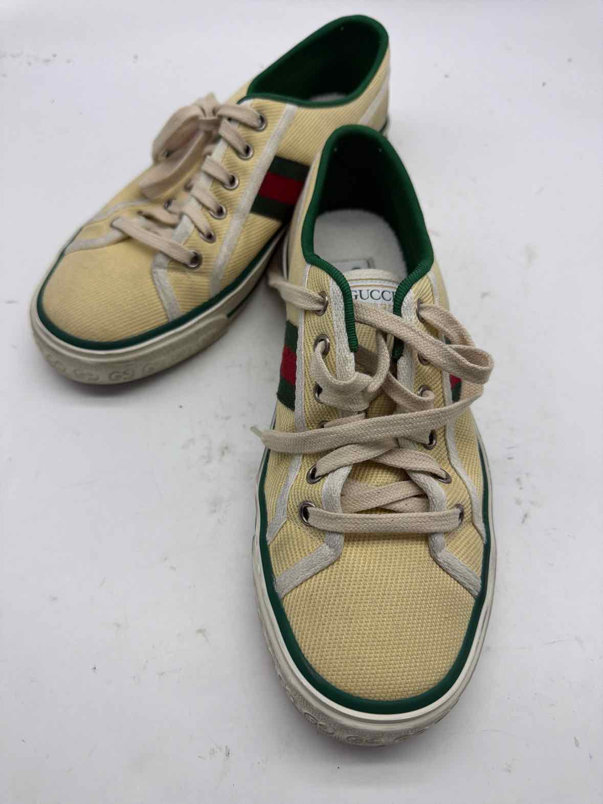 Pre-Owned Gucci Yellow Size 9.5 Canvas Fashion Sneaker Athletic Shoes | True Fashionistas.