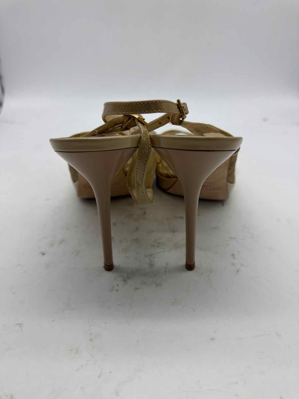Pre-Owned Jimmy Choo Gold Size 11 Lace Slingback Heels | True Fashionistas.