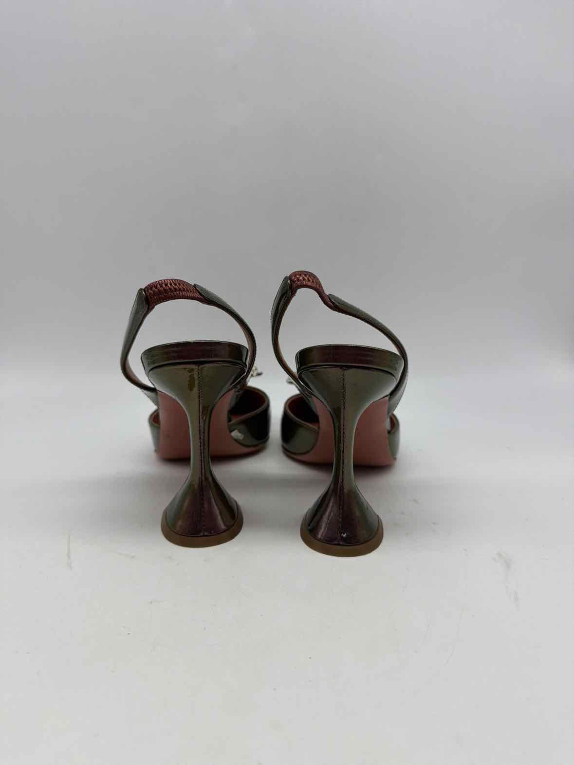 Pre-Owned Amina Muaddi Green Size 37.5 Slingback Heels | True Fashionistas.