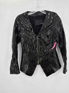 Pre-Owned Gianfranco Ferre Black Size 42/8 Patent Leather Zip Up Jacket | True Fashionistas.