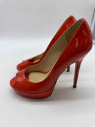 Pre-Owned Jimmy Choo Red Size 35.5 Peep Toe Heels | True Fashionistas.