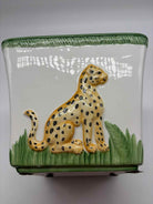 Chelsea House White Cachpot W/Leopard | True Fashionistas.