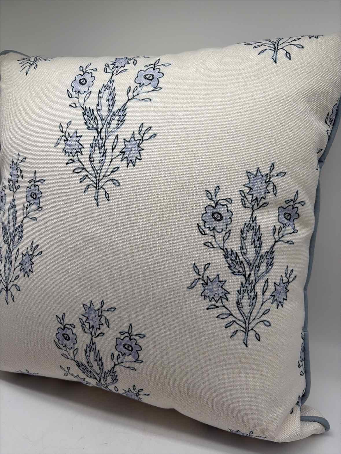 White & Blue Floral Pillow | True Fashionistas.
