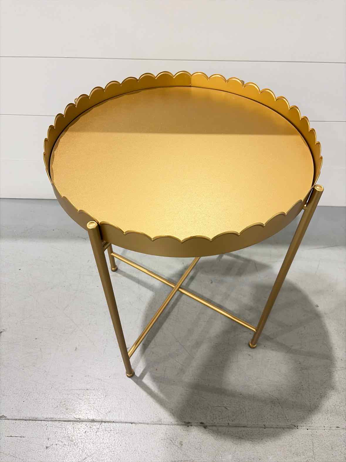 Gold Metal Scalloped End Table | True Fashionistas.