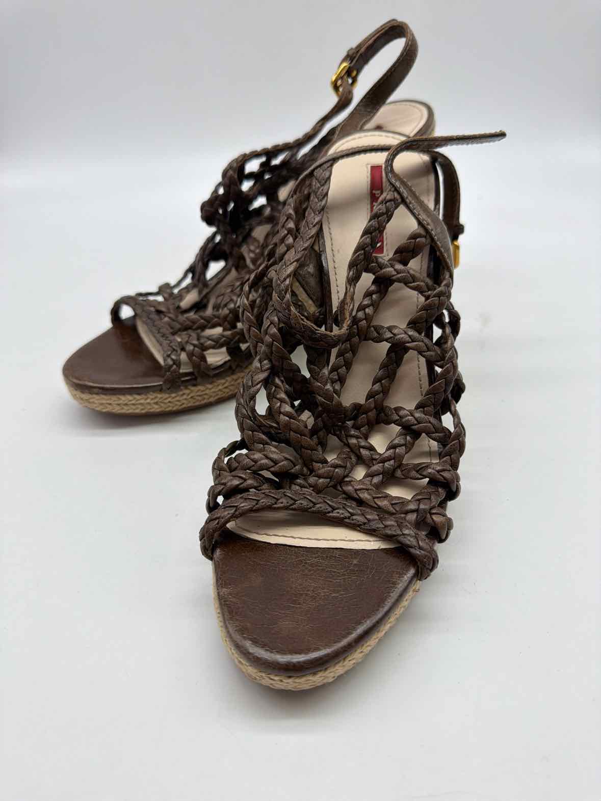 Pre-Owned Prada Brown Size 39 Wedge Heels | True Fashionistas.