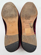 Pre-Owned Manolo Blahnik Red Size 37.5 Velvet Slip On Flats | True Fashionistas.