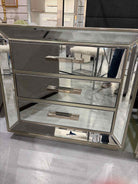 Kevin Charles Champagne Frame Mirrored Nightstand | True Fashionistas.
