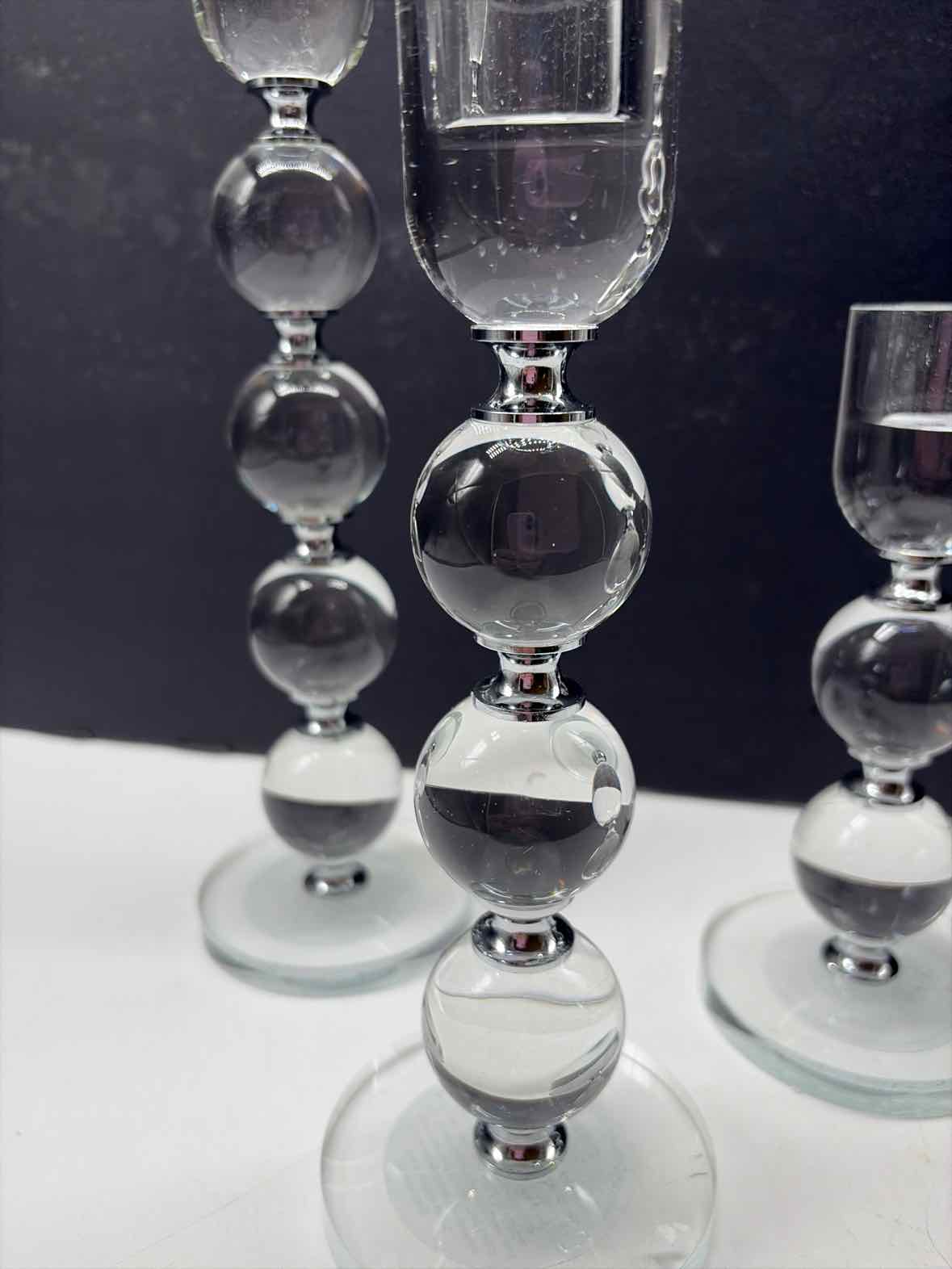 Set of 3 Bobbin Crystal Taper Candlesticks Set of 3 | True Fashionistas.