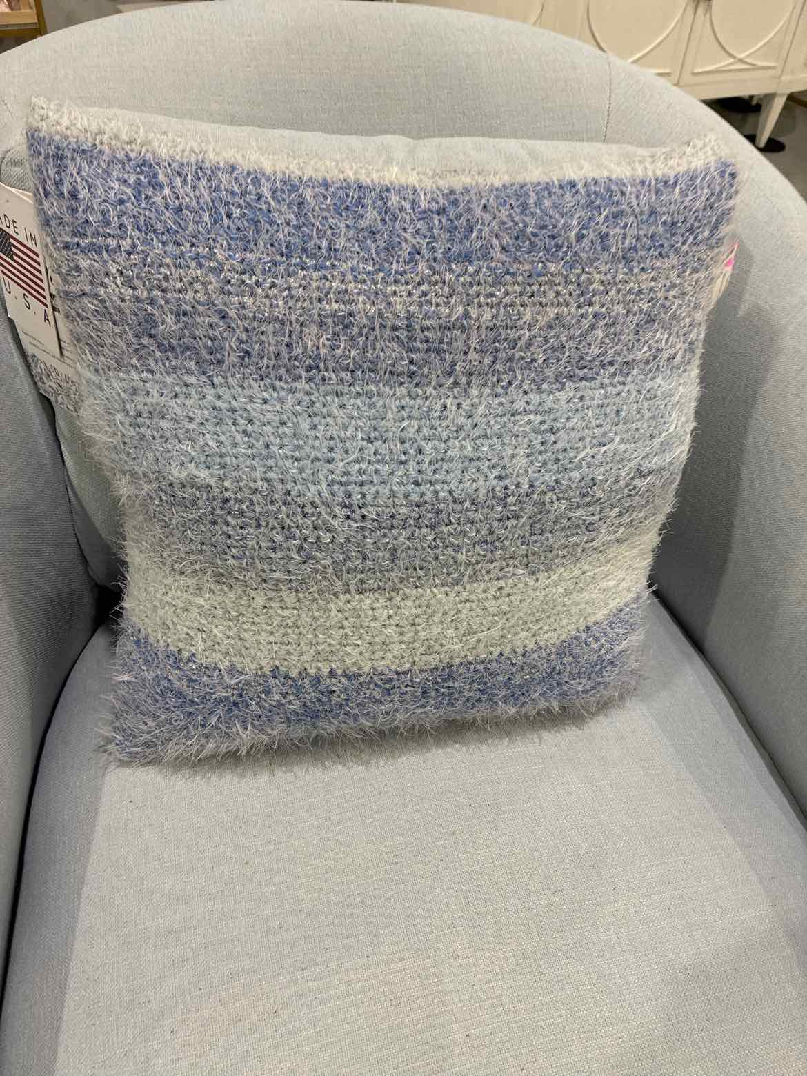 Blue & Cream Stripe Pillow | True Fashionistas.