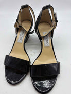 Pre-Owned Jimmy Choo Black Size 8 Patent Leather Ankle Strap Heels | True Fashionistas.