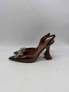 Pre-Owned Amina Muaddi Green Size 37.5 Slingback Heels | True Fashionistas.