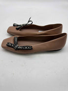 Pre-Owned Jimmy Choo Tan Size 36 Bow Slip On Flats | True Fashionistas.