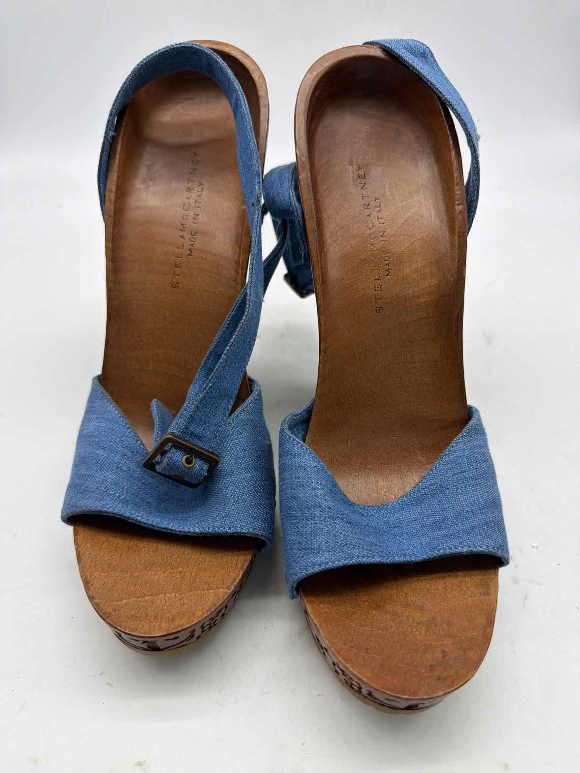 Pre-Owned Stella McCartney Blue Size 38 Wood Wedge Heels | True Fashionistas.