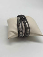 Stella & Dot Black and Silver Studded Wrap Bracelet | True Fashionistas.