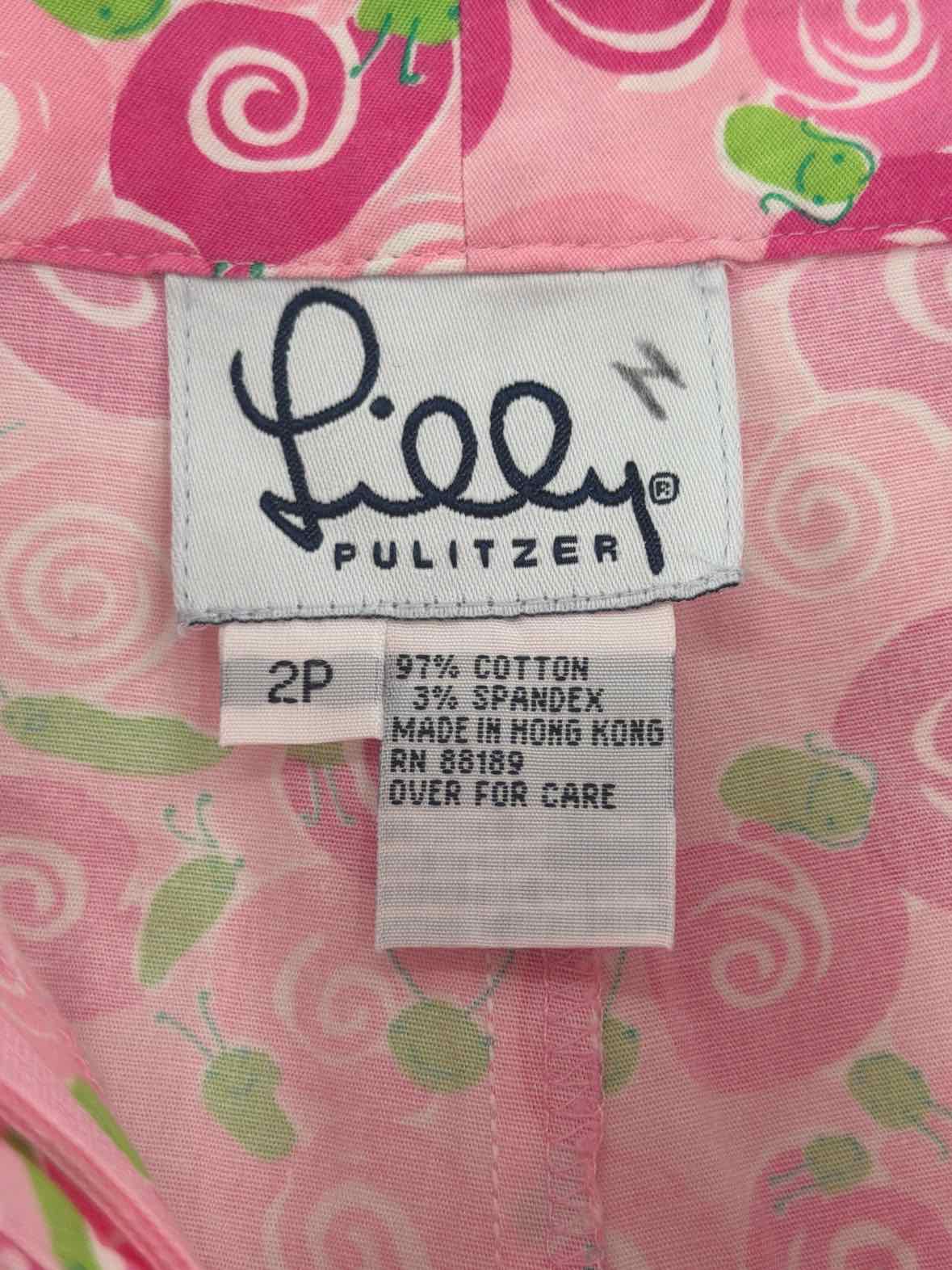Pre-Owned Lilly Pulitzer Pink Size 2 Vintage Printed Pants | True Fashionistas.