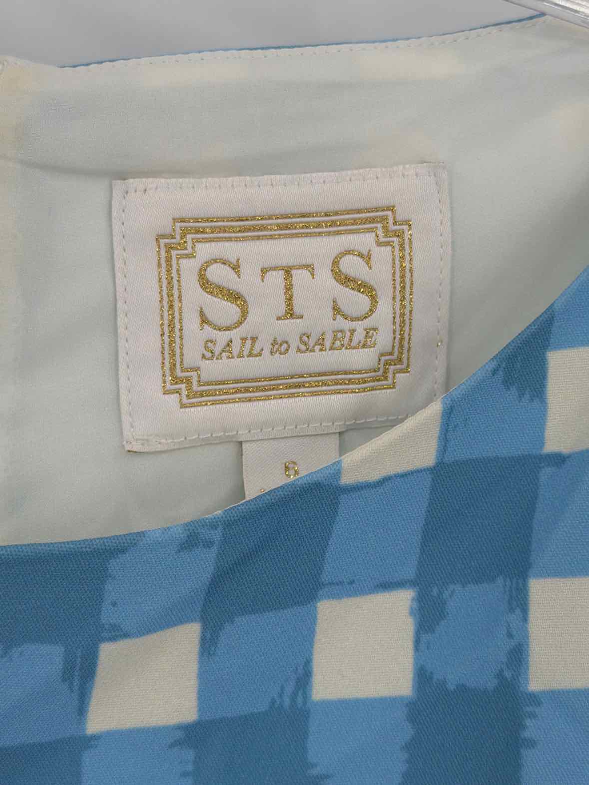 Pre-Owned Sail To Sable Blue Size 6 Check Print Short Short Sleeve Dress | True Fashionistas.
