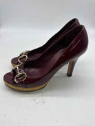 Pre-Owned Gucci Purple Size 7.5 Patent Leather Peep Toe Heels | True Fashionistas.