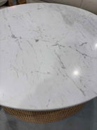 Marina White and Tan with Faux Wicker Base Coffee Table | True Fashionistas.