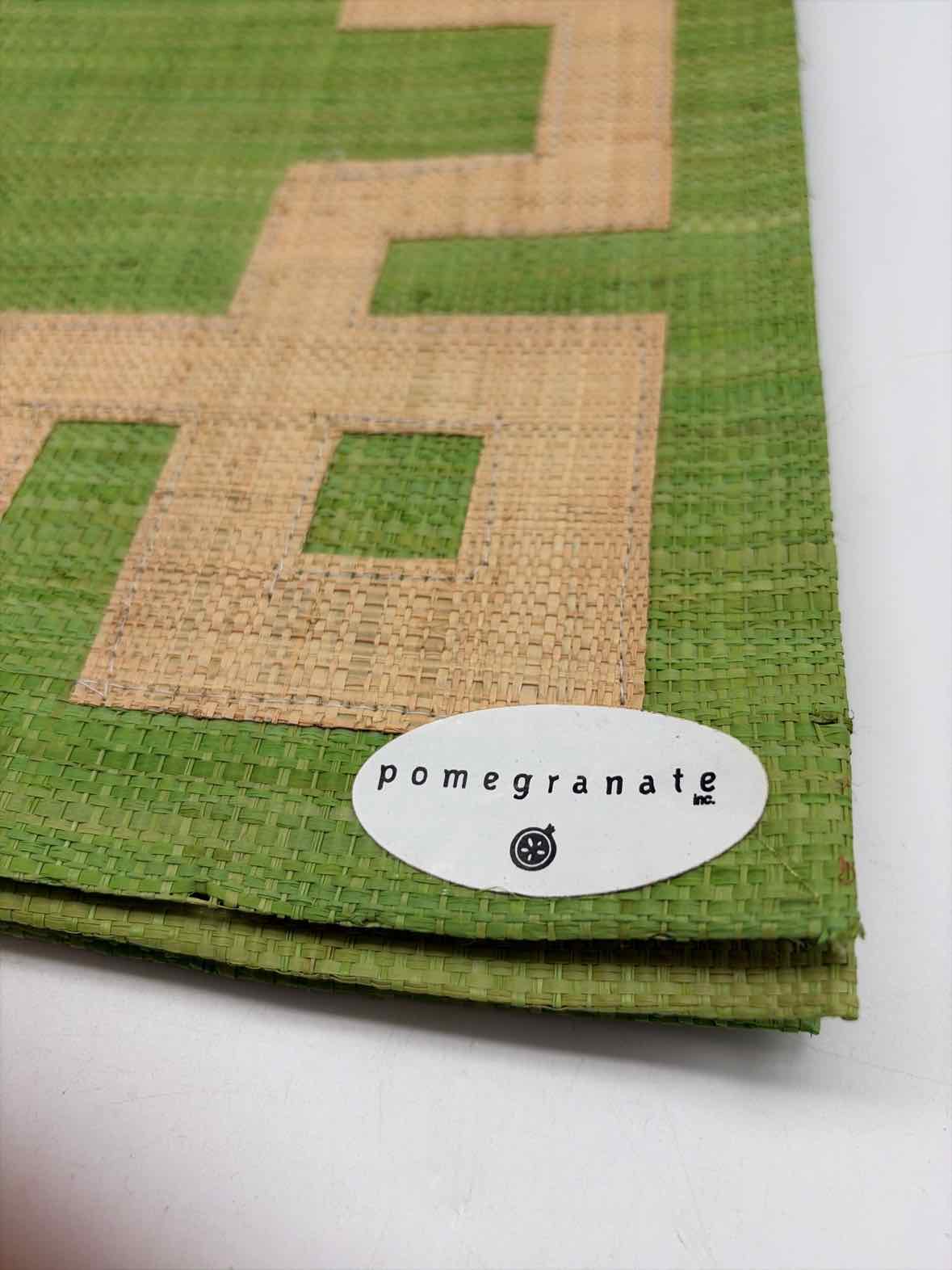 Set of 8 Pomegranate Green Greek Key Raffia Placemats | True Fashionistas.