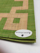 Set of 8 Pomegranate Green Greek Key Raffia Placemats | True Fashionistas.