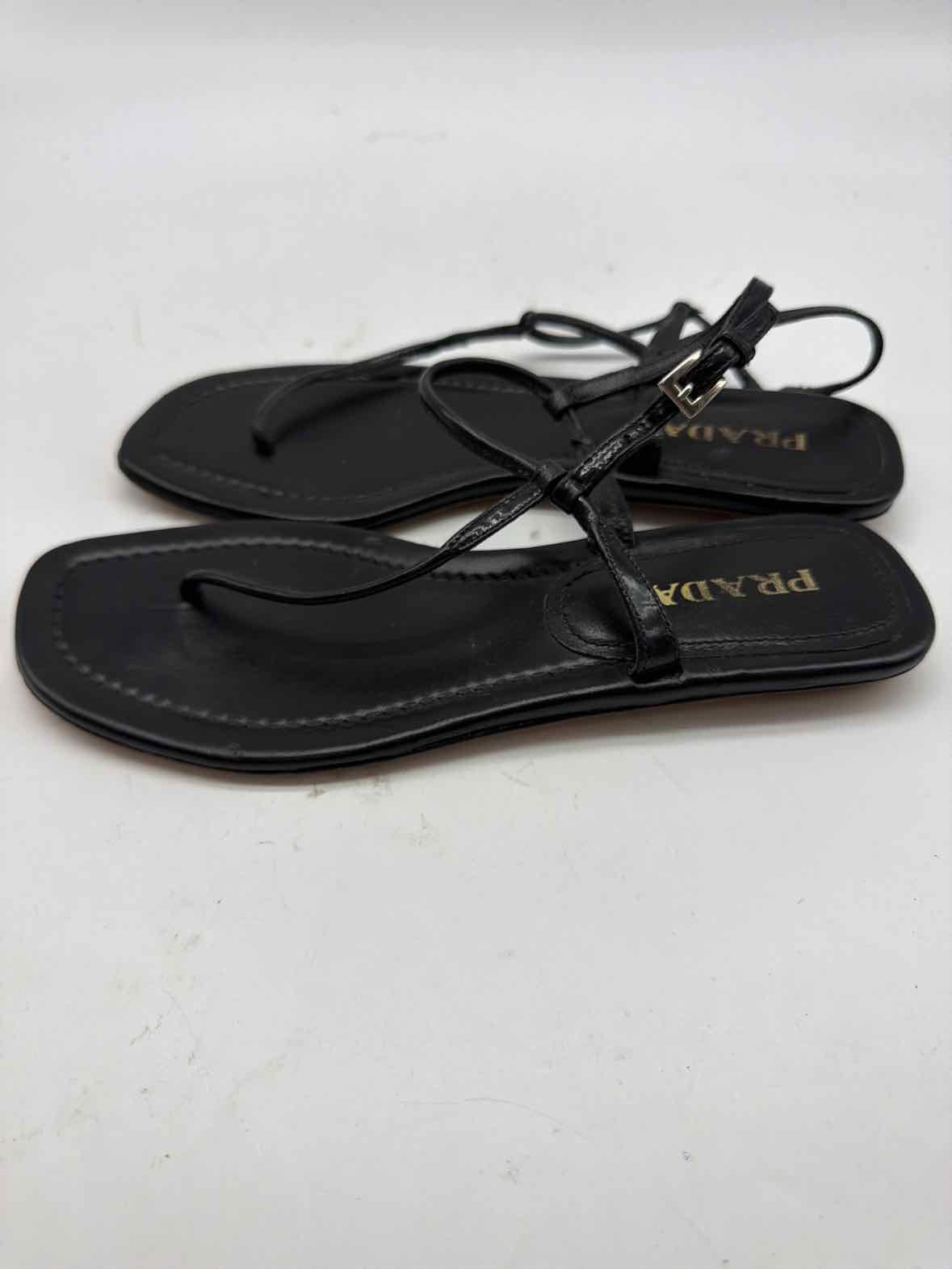 Pre-Owned Prada Black Size 7 Thong Sandals | True Fashionistas.