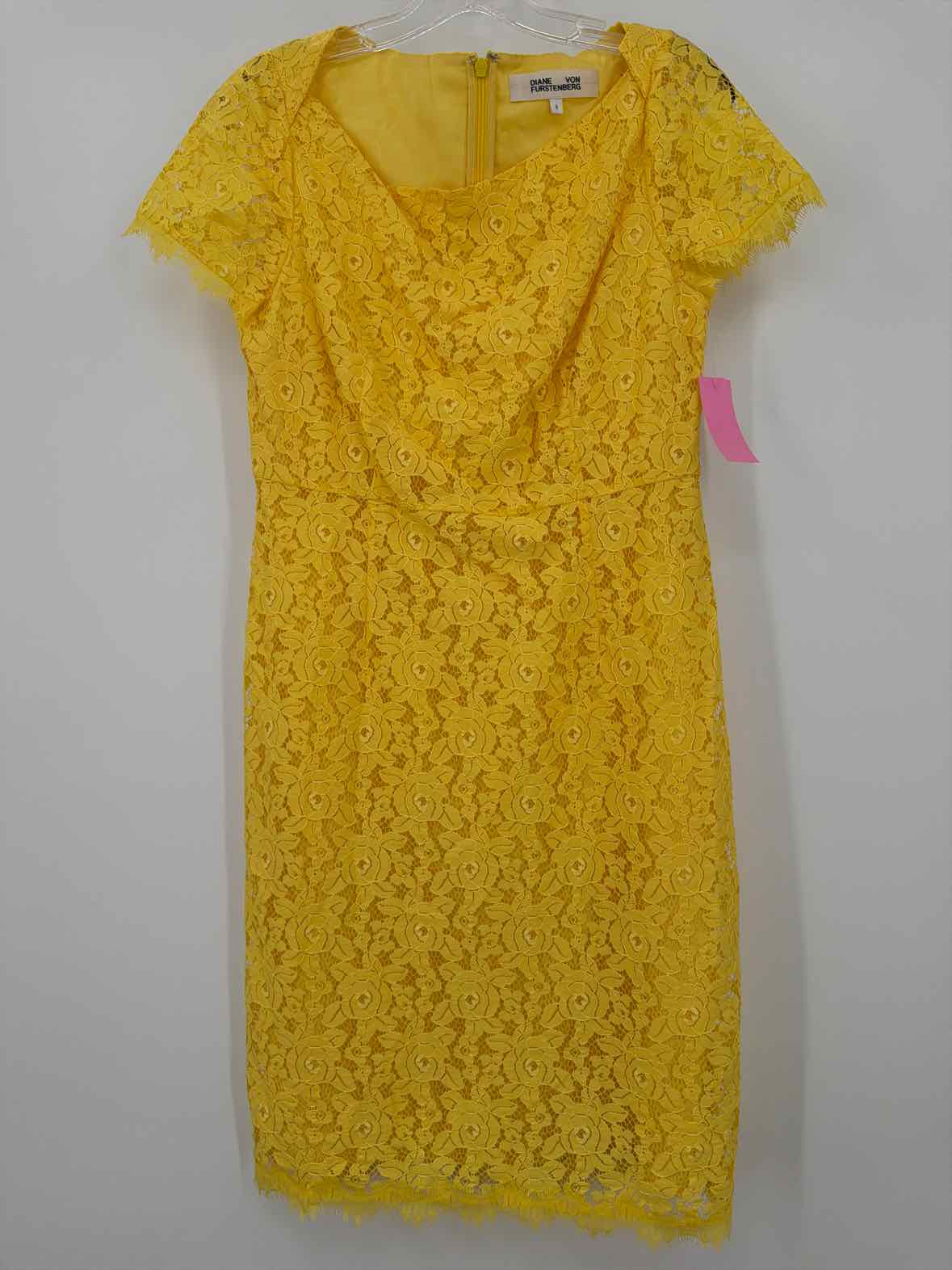 Pre-Owned Diane Von Furstenberg Yellow Size 8 Lace Short Short Sleeve Dress | True Fashionistas.